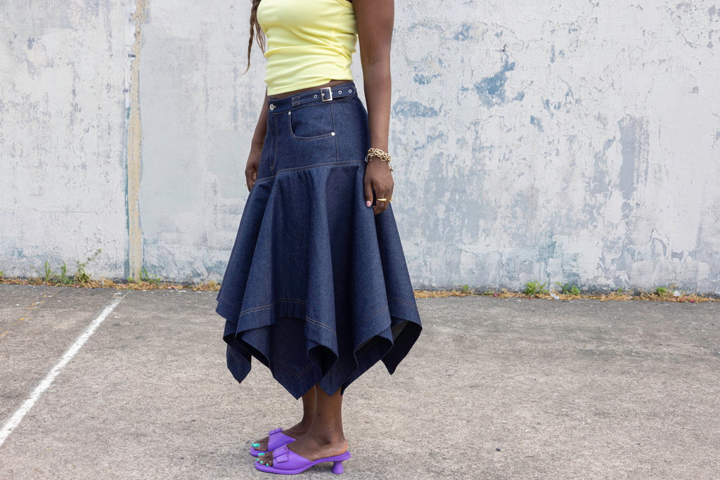BEDORA INDIGO DENIM SKIRT