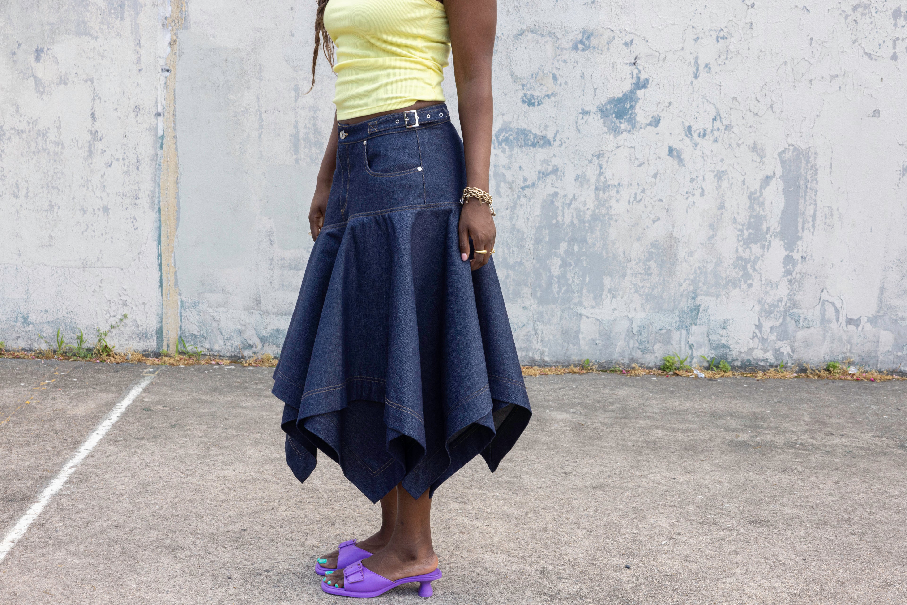 BEDORA INDIGO DENIM SKIRT